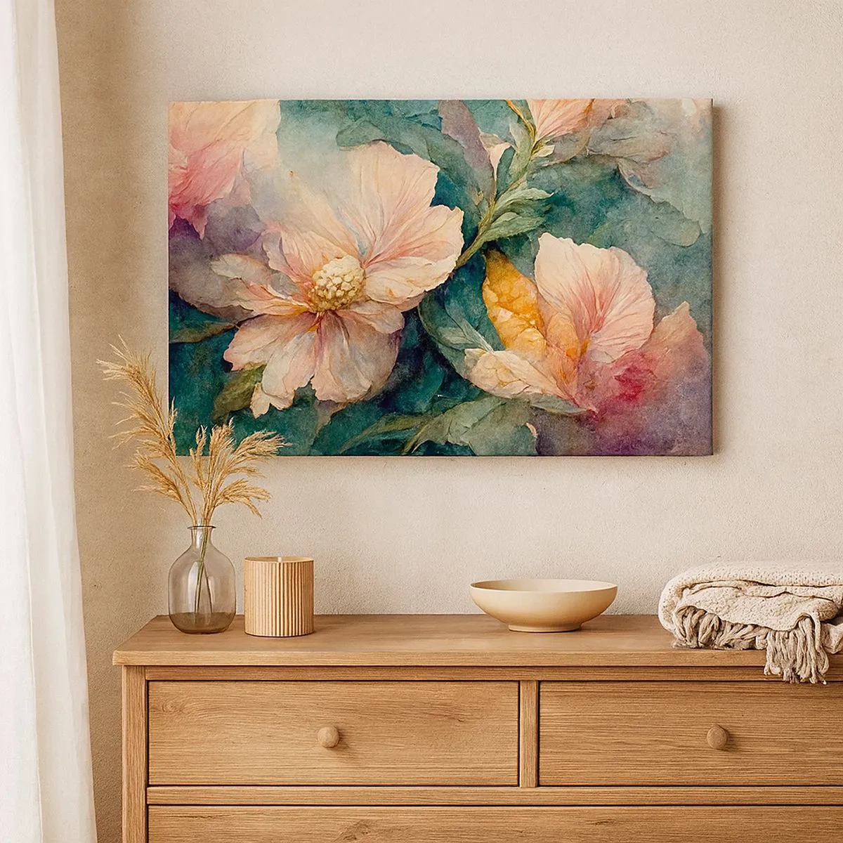 Quadro su tela - Stampe su Tela - Fiori delicati in colori pastello - 70x50cm - Delicatezza pura - Decorazione murale moderna per soggiorno e camera da letto ARTTOR