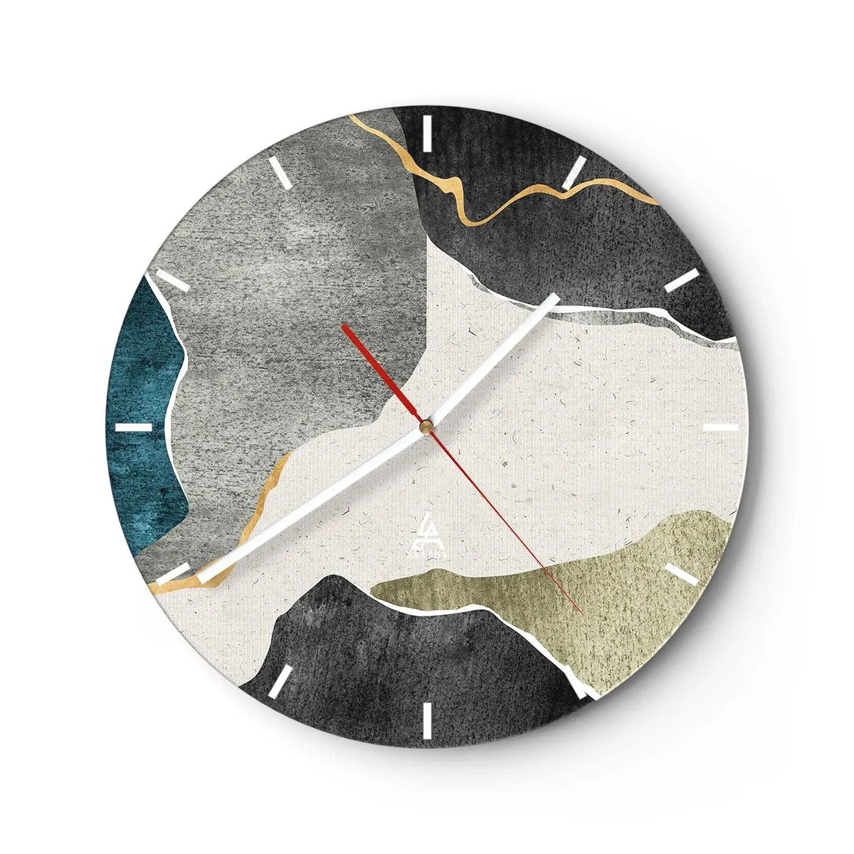 Orologio da parete - Orologio in Vetro - Punti colorati e una linea dorata creano un motivo a mosaico - 30x30cm - Composizione mosaico con filo d'oro - Decorazione murale moderna per soggiorno, cucina e camera da letto ARTTOR