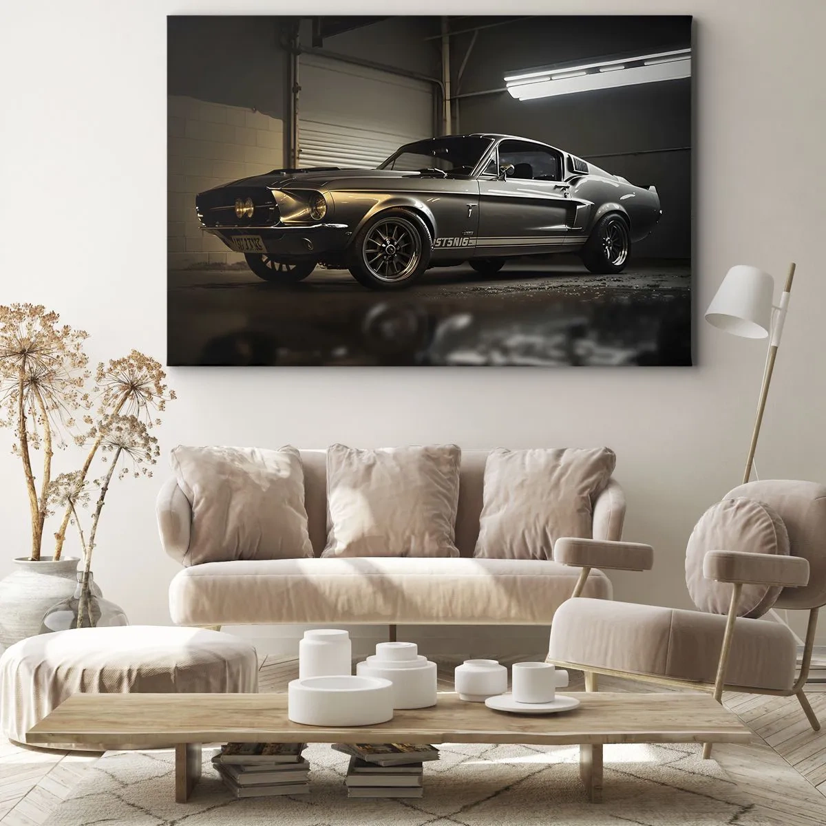 Quadro su tela - Stampe su Tela - Auto d'epoca in garage retrò - 70x50cm - Ritorno al passato - Decorazione murale moderna per soggiorno e camera da letto ARTTOR