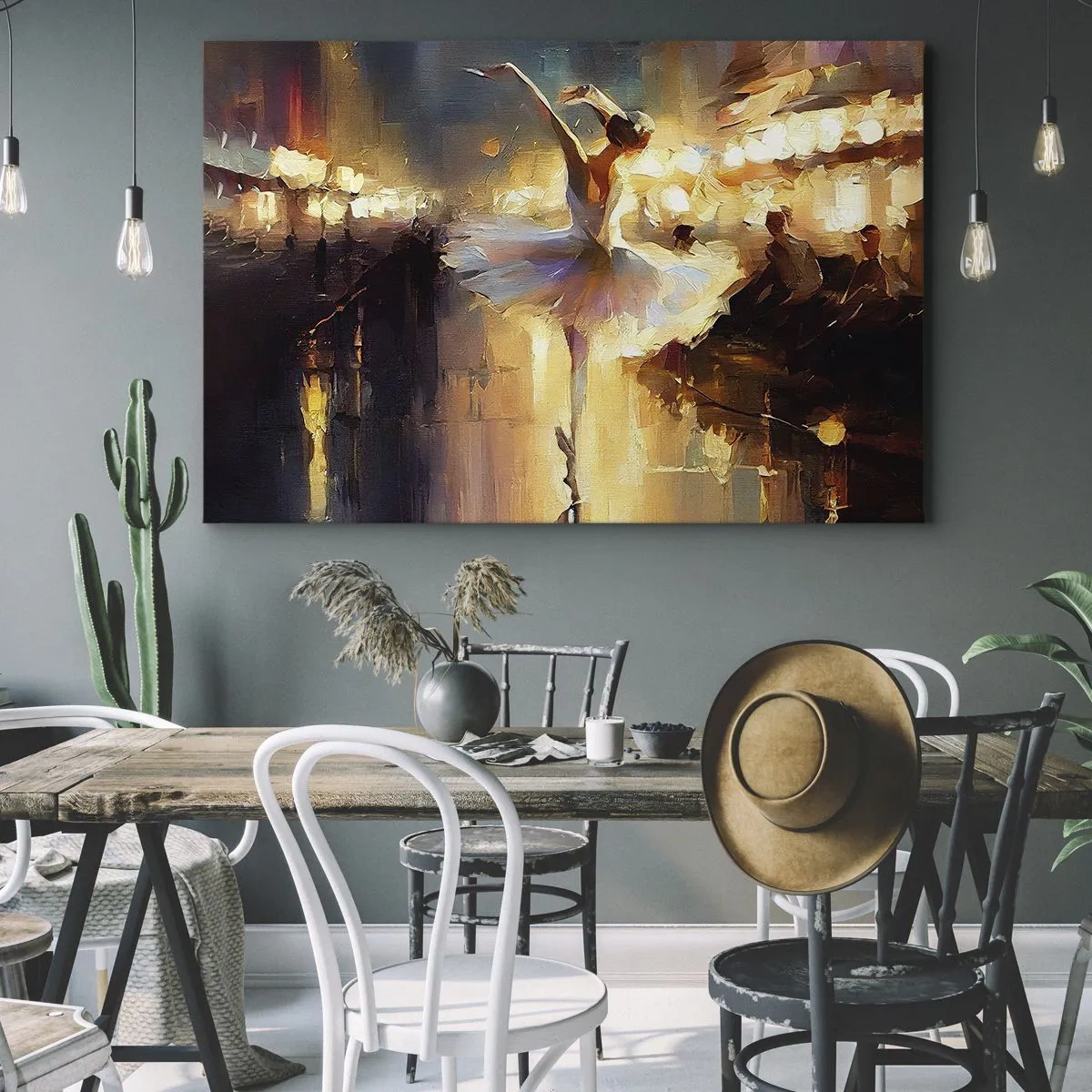 Quadro su tela - Stampe su Tela - Una ballerina che balla davanti a un palco illuminato - 70x50cm - Miracolo nella strada - Decorazione murale moderna per soggiorno e camera da letto ARTTOR