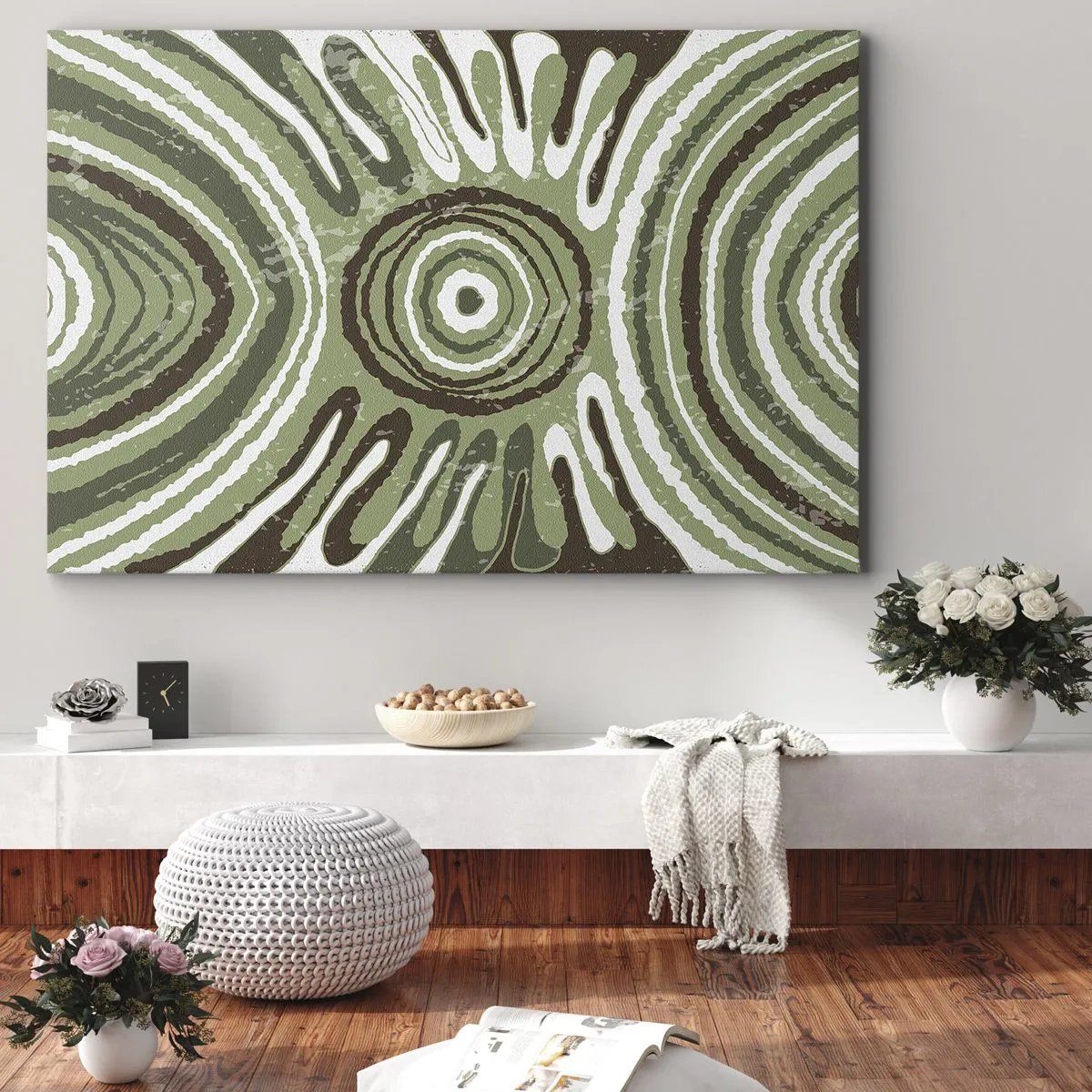 Quadro su tela - Stampe su Tela - Motivi astratti nelle tonalità del verde e del marrone - 70x50cm - Esplosione di emozioni - Decorazione murale moderna per soggiorno e camera da letto ARTTOR