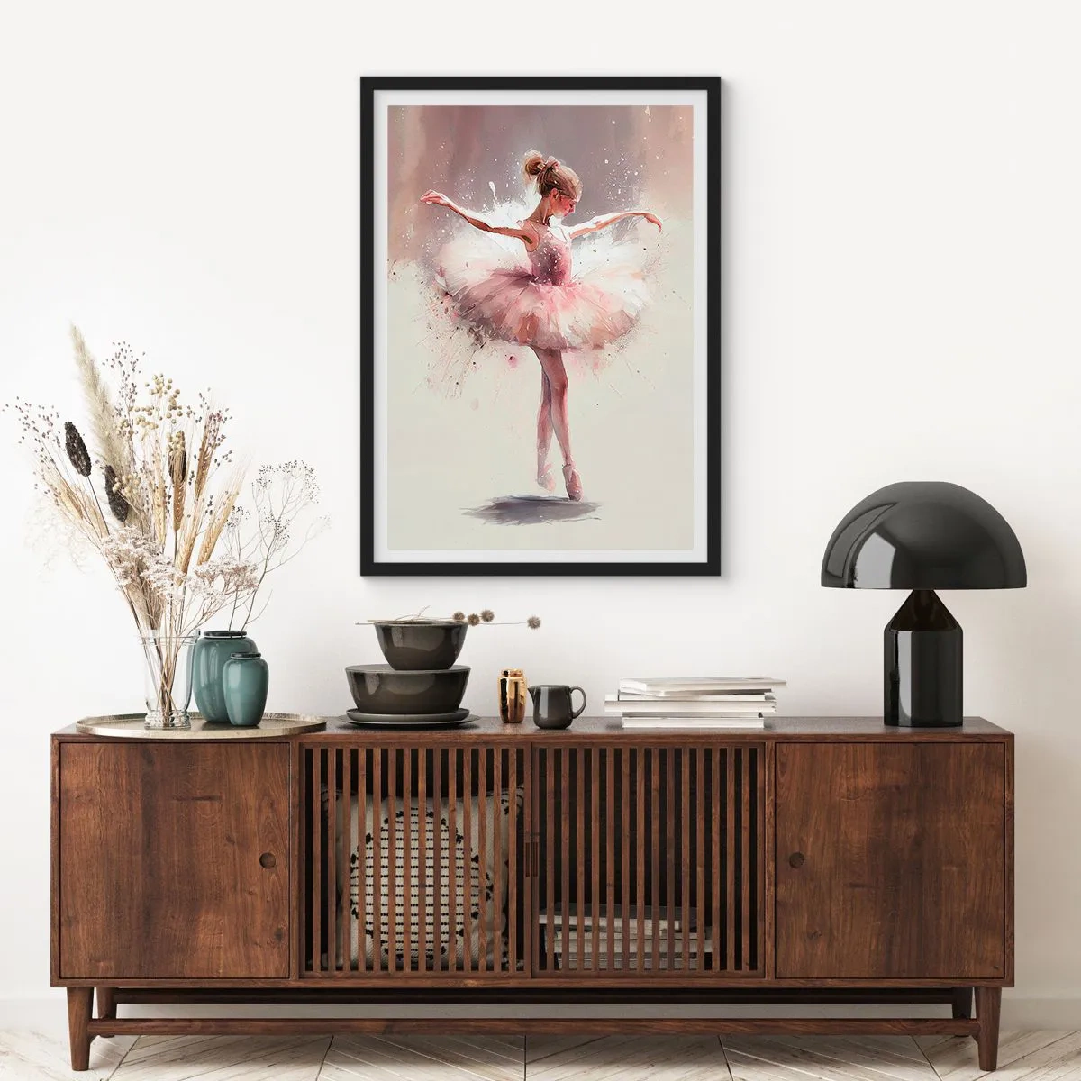 Poster in cornice nera - Ballerina in movimento artistico - 50x70cm - Come un giovane uccello - Decorazione murale moderna per soggiorno e camera da letto ARTTOR