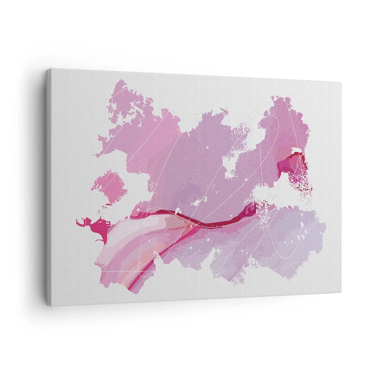 Quadro su tela - Stampe su Tela - Mappa del mondo astratta nei toni del rosa - 70x50cm - Mappa del mondo rosa - Decorazione murale moderna per soggiorno e camera da letto ARTTOR