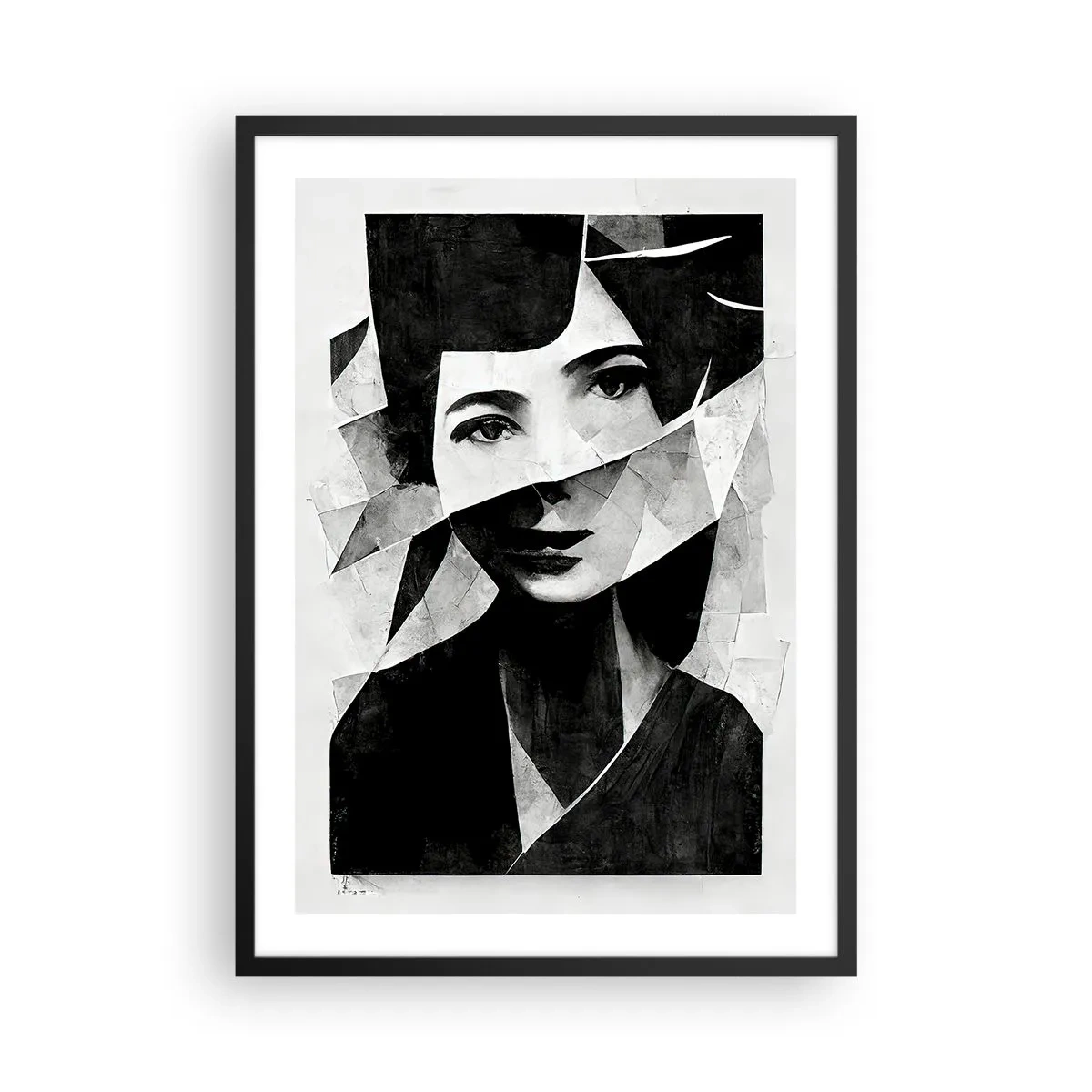 Poster in cornice nera - Ritratto di una donna in una composizione astratta - 50x70cm - Come sei veramente... - Decorazione murale moderna per soggiorno e camera da letto ARTTOR