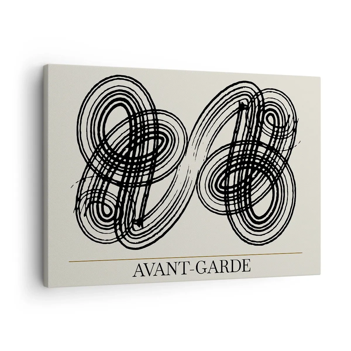 Quadro su tela - Stampe su Tela - Linee nere astratte su sfondo chiaro in stile avanguardista. - 70x50cm - In tutta spontaneità - Decorazione murale moderna per soggiorno e camera da letto ARTTOR