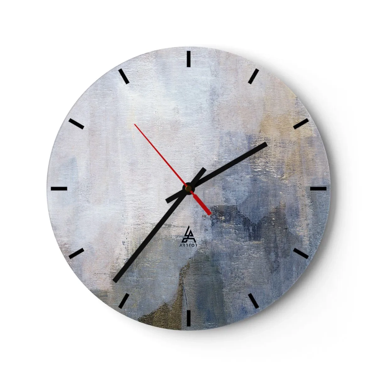 Orologio da parete - Orologio in Vetro - Composizione astratta nei toni del blu e del grigio - 30x30cm - Toni e accordi dei colori - Decorazione murale moderna per soggiorno, cucina e camera da letto ARTTOR