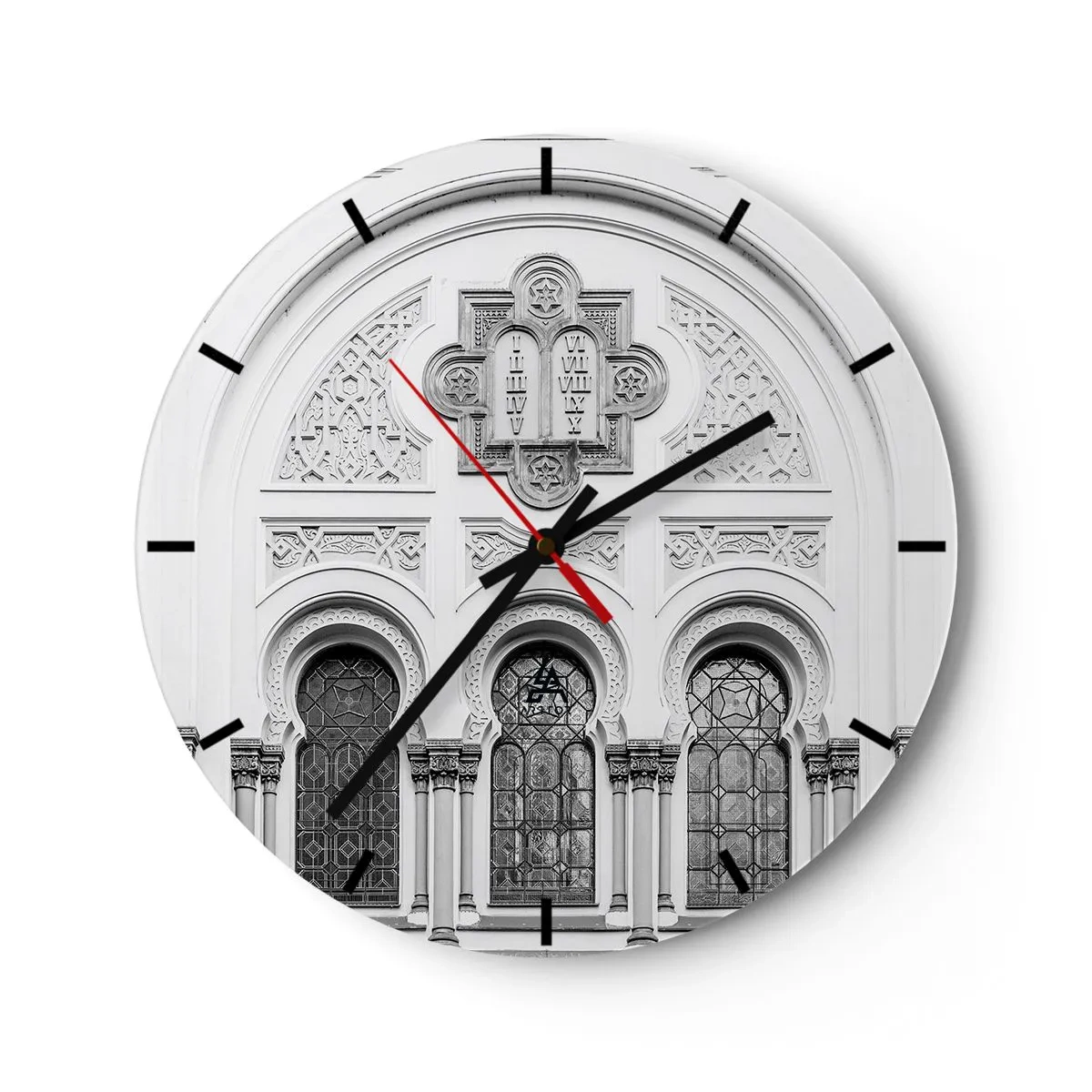 Orologio da parete - Orologio in Vetro - Facciata riccamente decorata con ornamenti e finestre in stile storico - 30x30cm - Al confine delle culture - Decorazione murale moderna per soggiorno, cucina e camera da letto ARTTOR