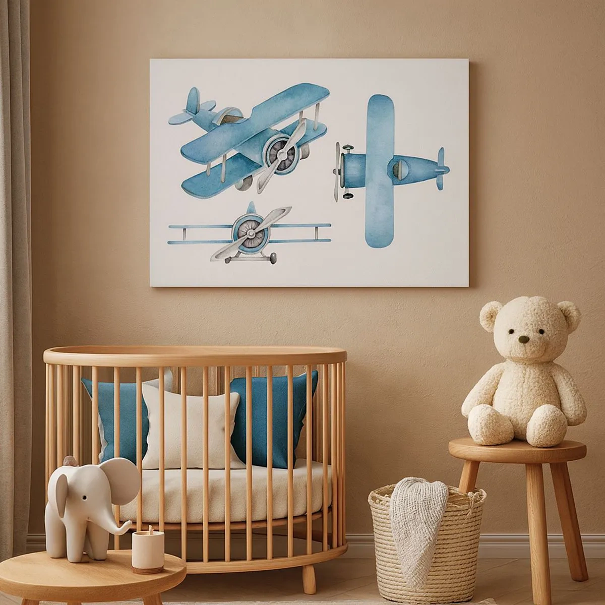 Quadro su tela - Stampe su Tela - Aeroplani retrò blu - 70x50cm - Nato per vincere - Decorazione murale moderna per soggiorno e camera da letto ARTTOR