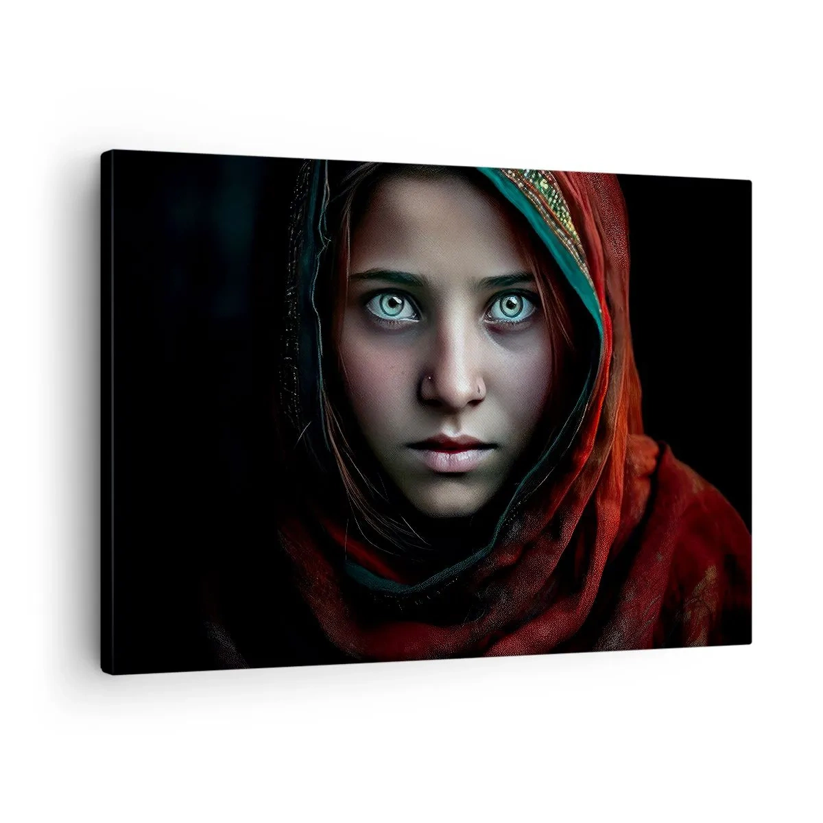 Quadro su tela - Stampe su Tela - Ritratto di donna dallo sguardo intenso dai colori caldi - 70x50cm - Principessa d'oriente - Decorazione murale moderna per soggiorno e camera da letto ARTTOR