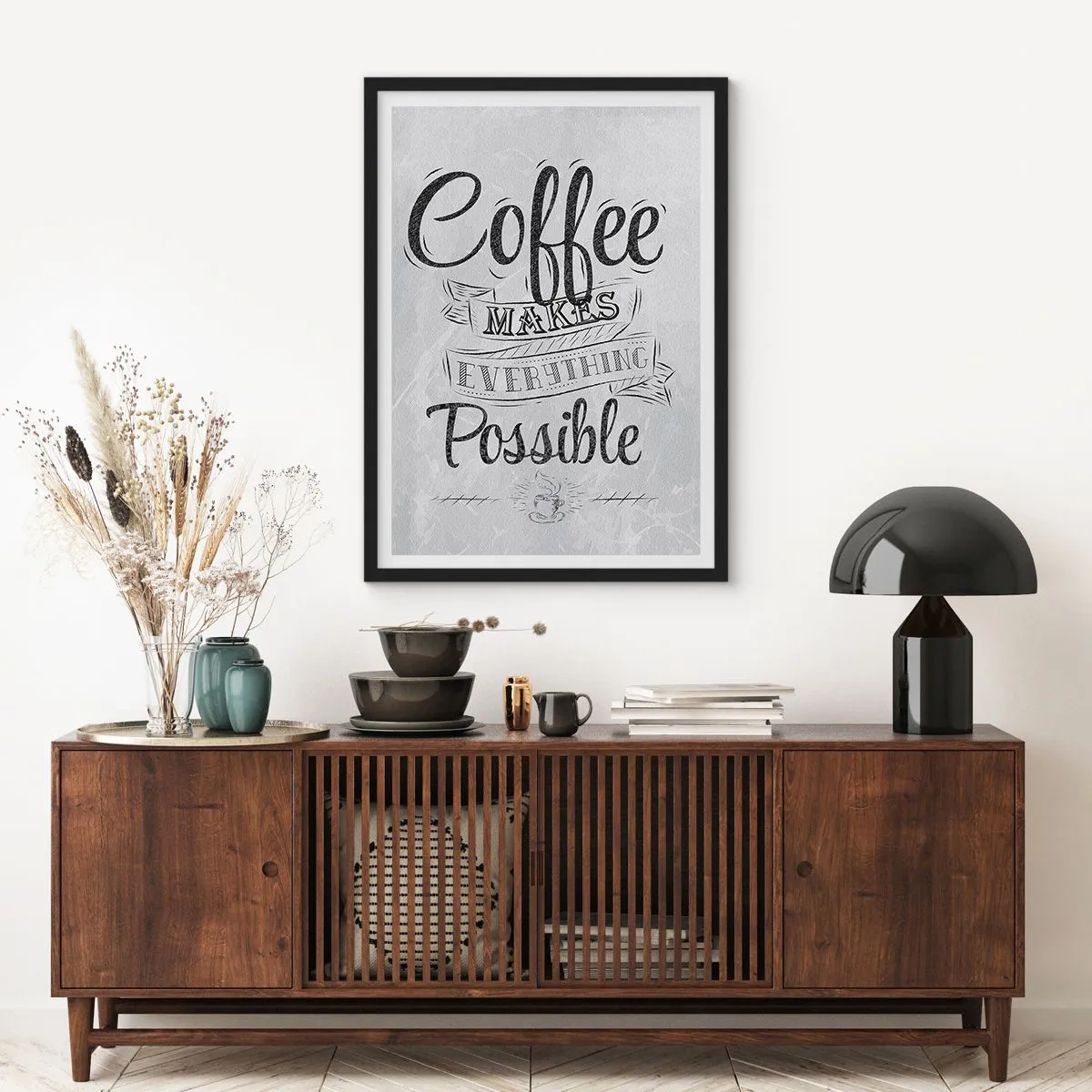 Poster in cornice nera - Poster motivazionale sul caffè - 50x70cm - Come non amare il caffè - Decorazione murale moderna per soggiorno e camera da letto ARTTOR