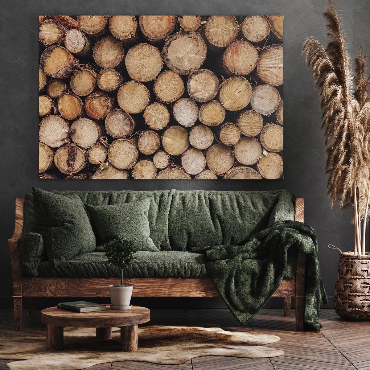 Quadro su tela - Stampe su Tela - Mucchi di tronchi d'albero abbattuti disposti in armonia - 70x50cm - Nuovo inizio - Decorazione murale moderna per soggiorno e camera da letto ARTTOR