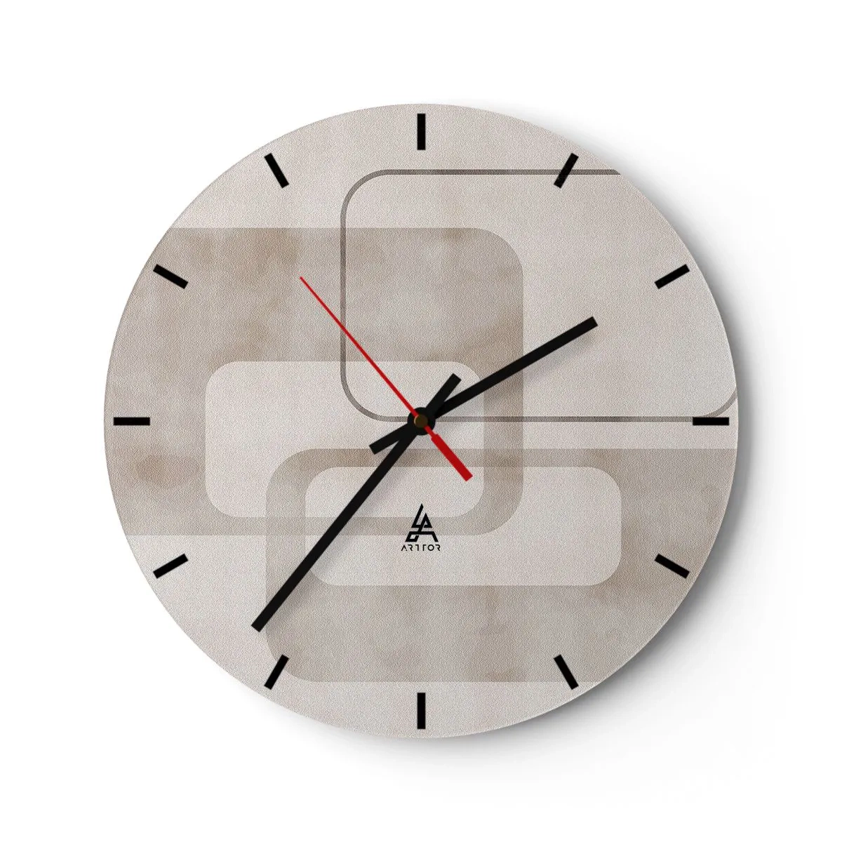 Orologio da parete - Orologio in Vetro - Un motivo geometrico minimalista nei toni del beige - 30x30cm - Giunti geometrici - Decorazione murale moderna per soggiorno, cucina e camera da letto ARTTOR