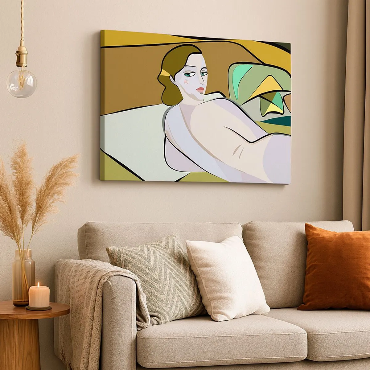 Quadro su tela - Stampe su Tela - Figura astratta in stile moderno - 70x50cm - Ritratto intimo - Decorazione murale moderna per soggiorno e camera da letto ARTTOR