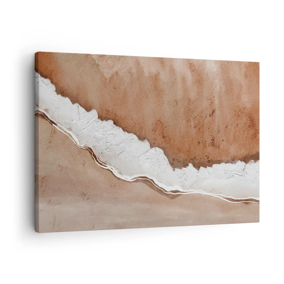 Quadro su tela - Stampe su Tela - Texture sabbia con accenti bianchi - 70x50cm - Nei colori della terra - Decorazione murale moderna per soggiorno e camera da letto ARTTOR