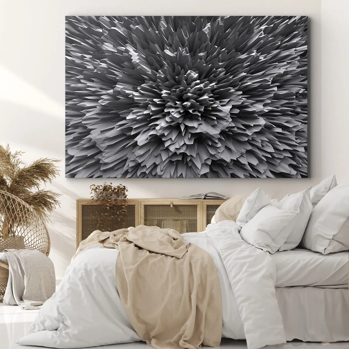 Quadro su tela - Stampe su Tela - Struttura astratta in tonalità di grigio - 70x50cm - Spigolosità massima - Decorazione murale moderna per soggiorno e camera da letto ARTTOR