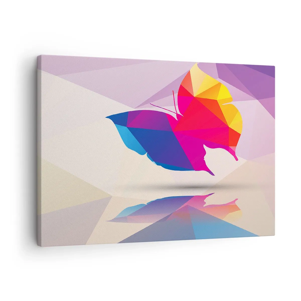 Quadro su tela - Stampe su Tela - Silhouette geometrica di farfalla in colori vivaci - 70x50cm - La farfalla arcobaleno - Decorazione murale moderna per soggiorno e camera da letto ARTTOR