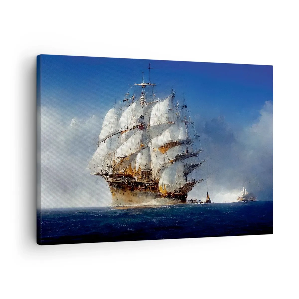 Quadro su tela - Stampe su Tela - Una nave a vela in mare aperto sotto un cielo azzurro - 70x50cm - The great glory! - Decorazione murale moderna per soggiorno e camera da letto ARTTOR