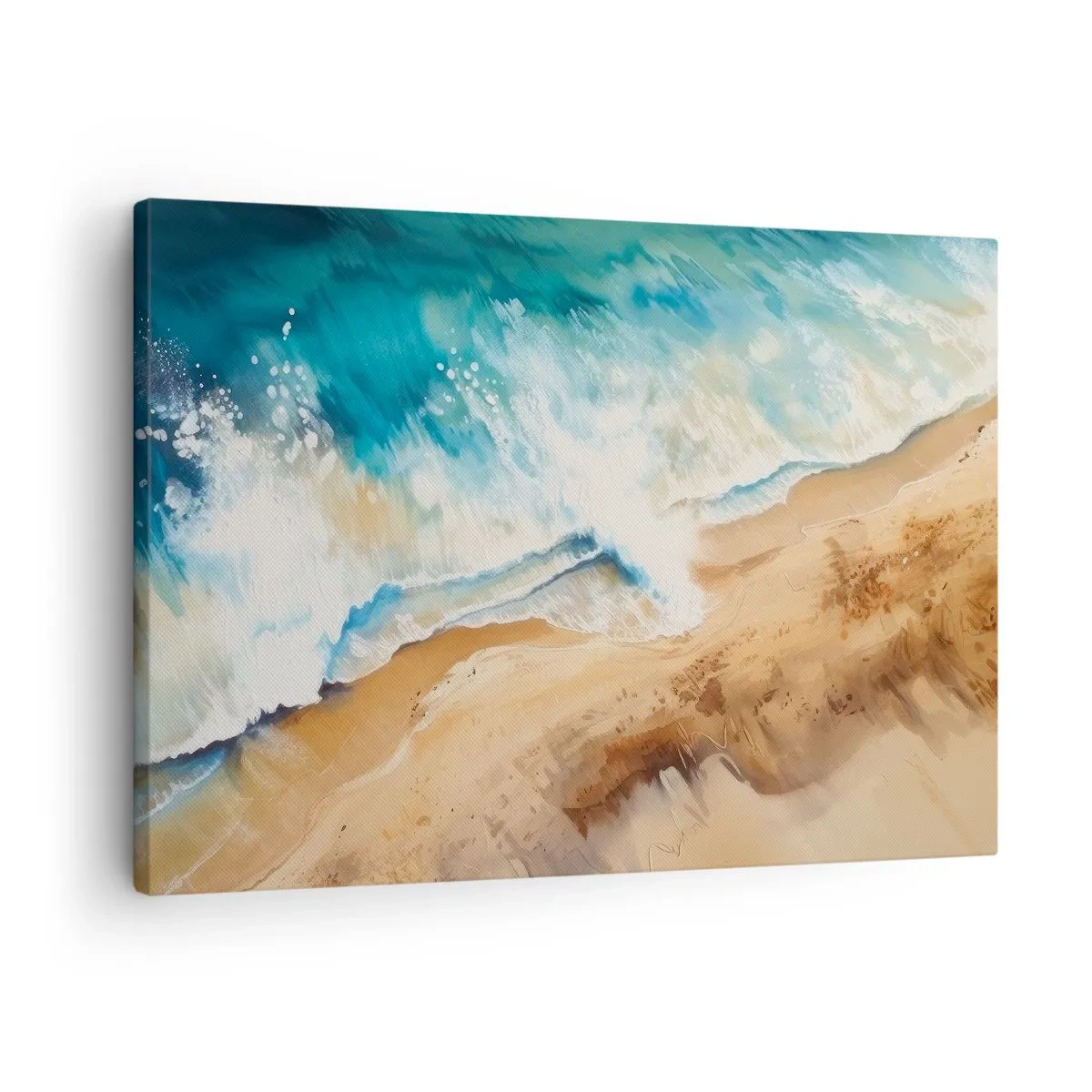 Quadro su tela - Stampe su Tela - Un'onda del mare che si infrange contro la riva sabbiosa - 70x50cm - L'onda che ritorna - Decorazione murale moderna per soggiorno e camera da letto ARTTOR