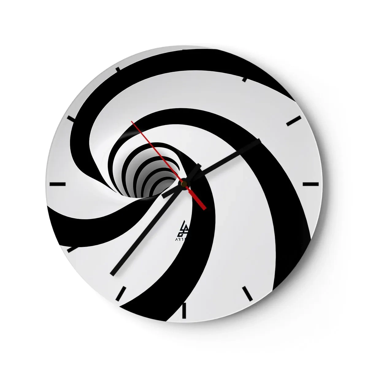 Orologio da parete - Orologio in Vetro - Spirale dinamica in bianco e nero - 30x30cm - Lasciarsi andare al vortice? - Decorazione murale moderna per soggiorno, cucina e camera da letto ARTTOR