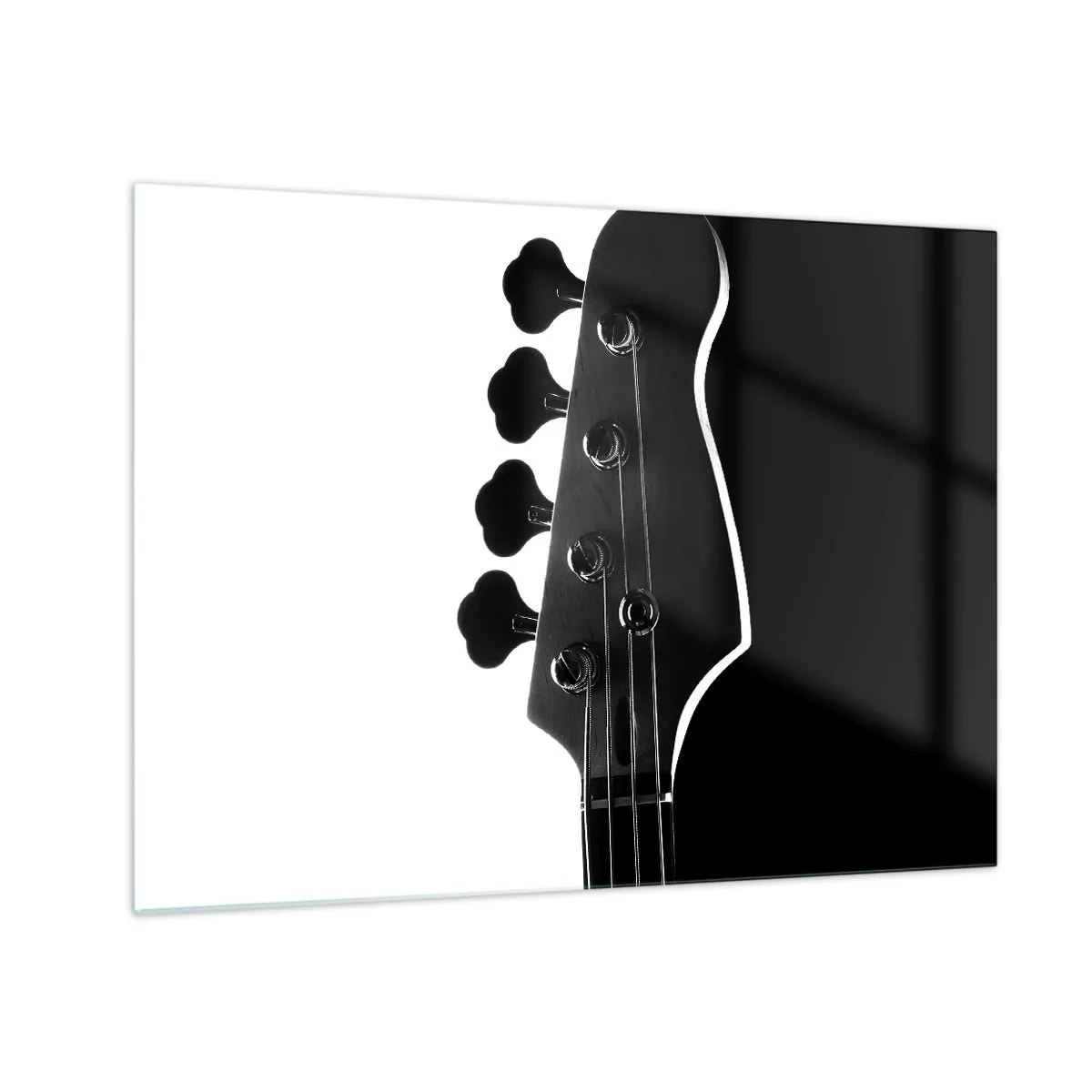 Quadro su vetro - Paletta per basso in bianco e nero con ombra - 70x50cm - Silenzio rock - Decorazione murale moderna per soggiorno e camera da letto ARTTOR