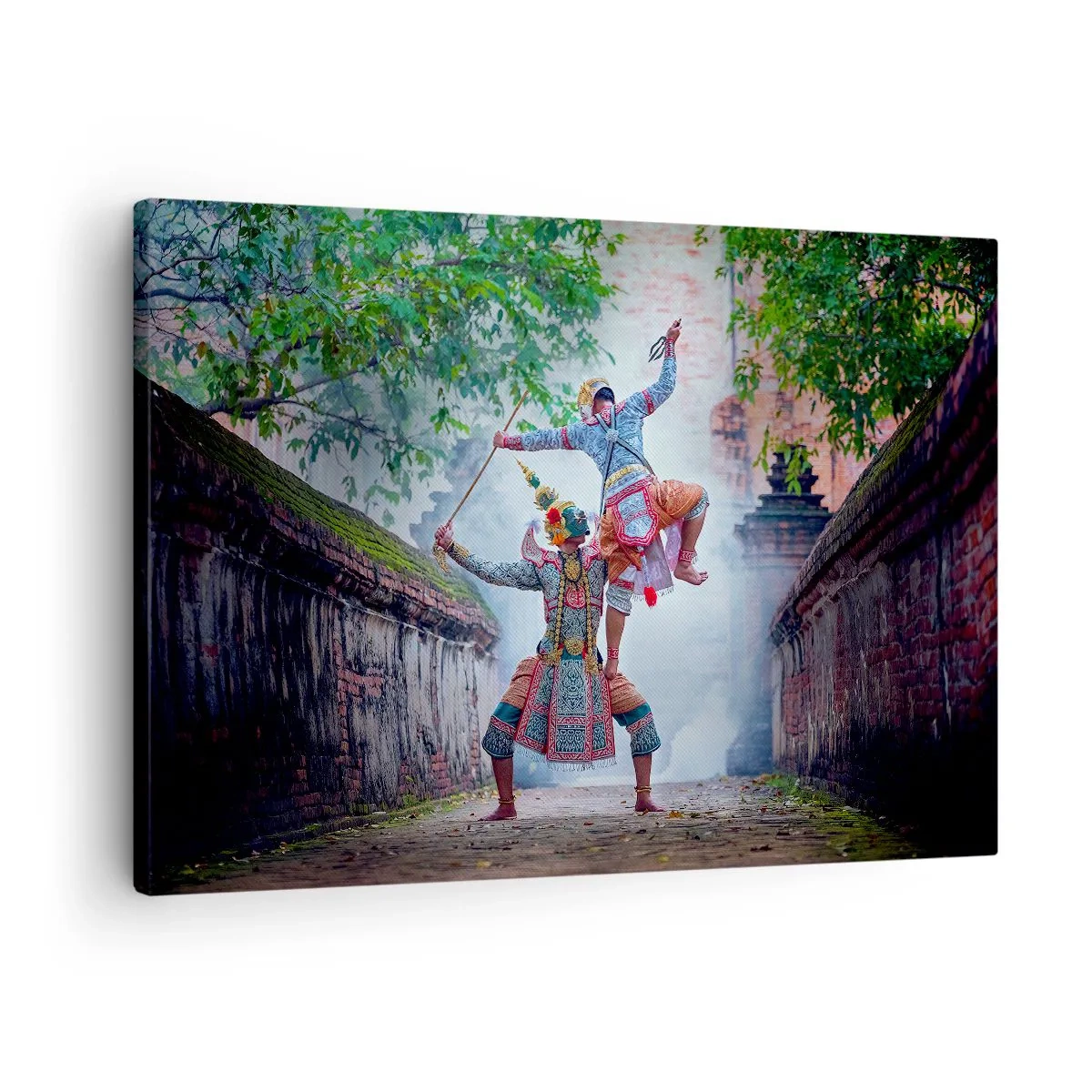 Quadro su tela - Stampe su Tela - Danza tradizionale in un ambiente storico con un muro e alberi - 70x50cm - Danza terribilmente bella - Decorazione murale moderna per soggiorno e camera da letto ARTTOR