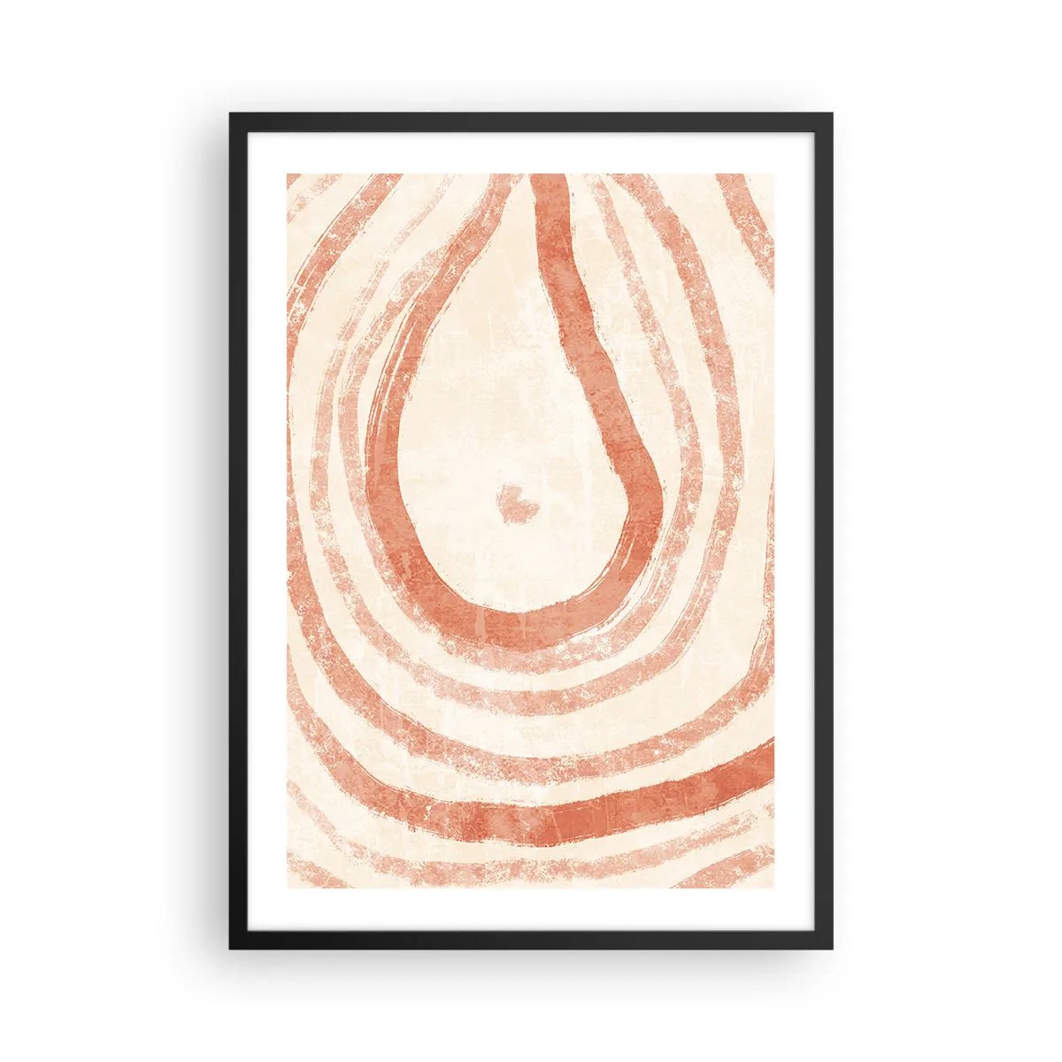 Poster in cornice nera - Un motivo astratto dai colori caldi e terrosi. - 50x70cm - Cerchi di corallo - Decorazione murale moderna per soggiorno e camera da letto ARTTOR