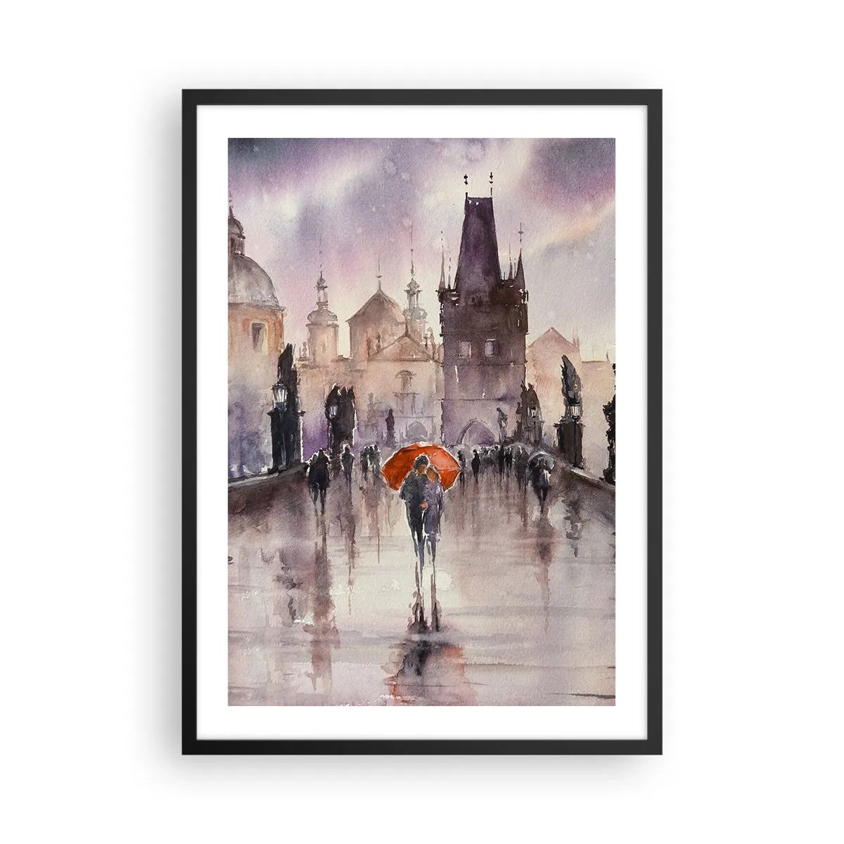 Poster in cornice nera - Una passeggiata romantica sul ponte in una giornata piovosa - 50x70cm - Le persone non cambiano - Decorazione murale moderna per soggiorno e camera da letto ARTTOR