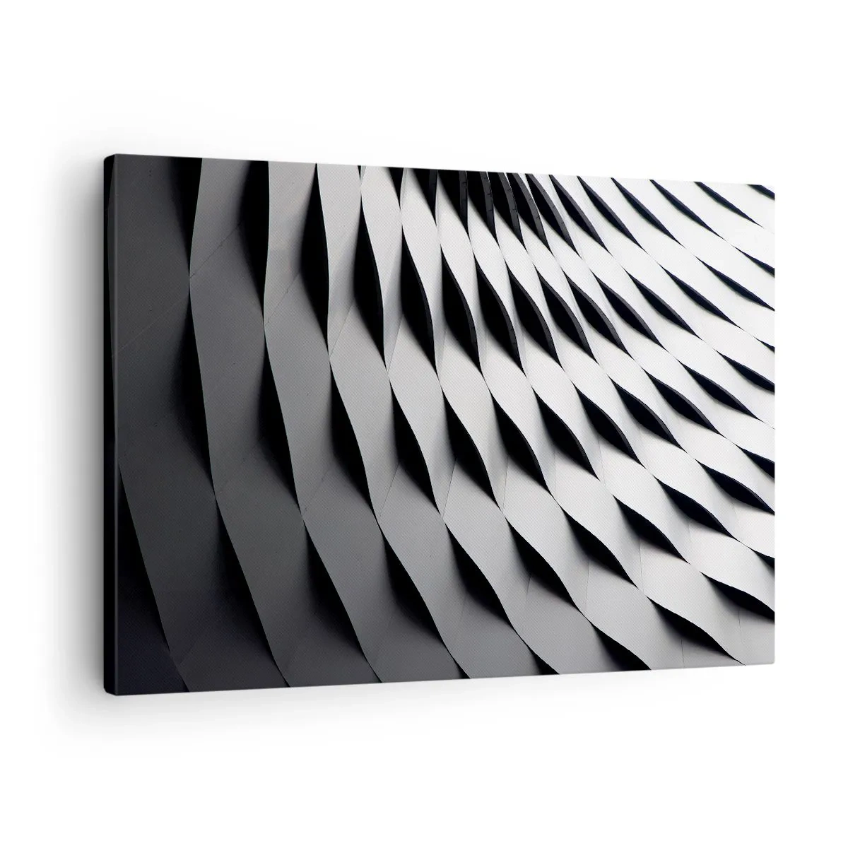 Quadro su tela - Stampe su Tela - Motivo geometrico astratto nei toni del bianco e del nero - 70x50cm - Sulla cresta dell'onda - Decorazione murale moderna per soggiorno e camera da letto ARTTOR