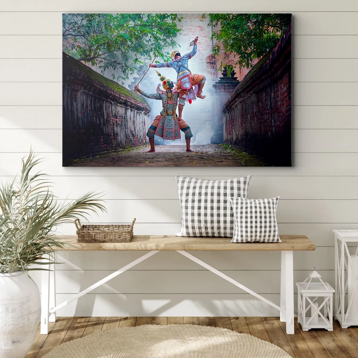Quadro su tela - Stampe su Tela - Danza tradizionale in un ambiente storico con un muro e alberi - 70x50cm - Danza terribilmente bella - Decorazione murale moderna per soggiorno e camera da letto ARTTOR