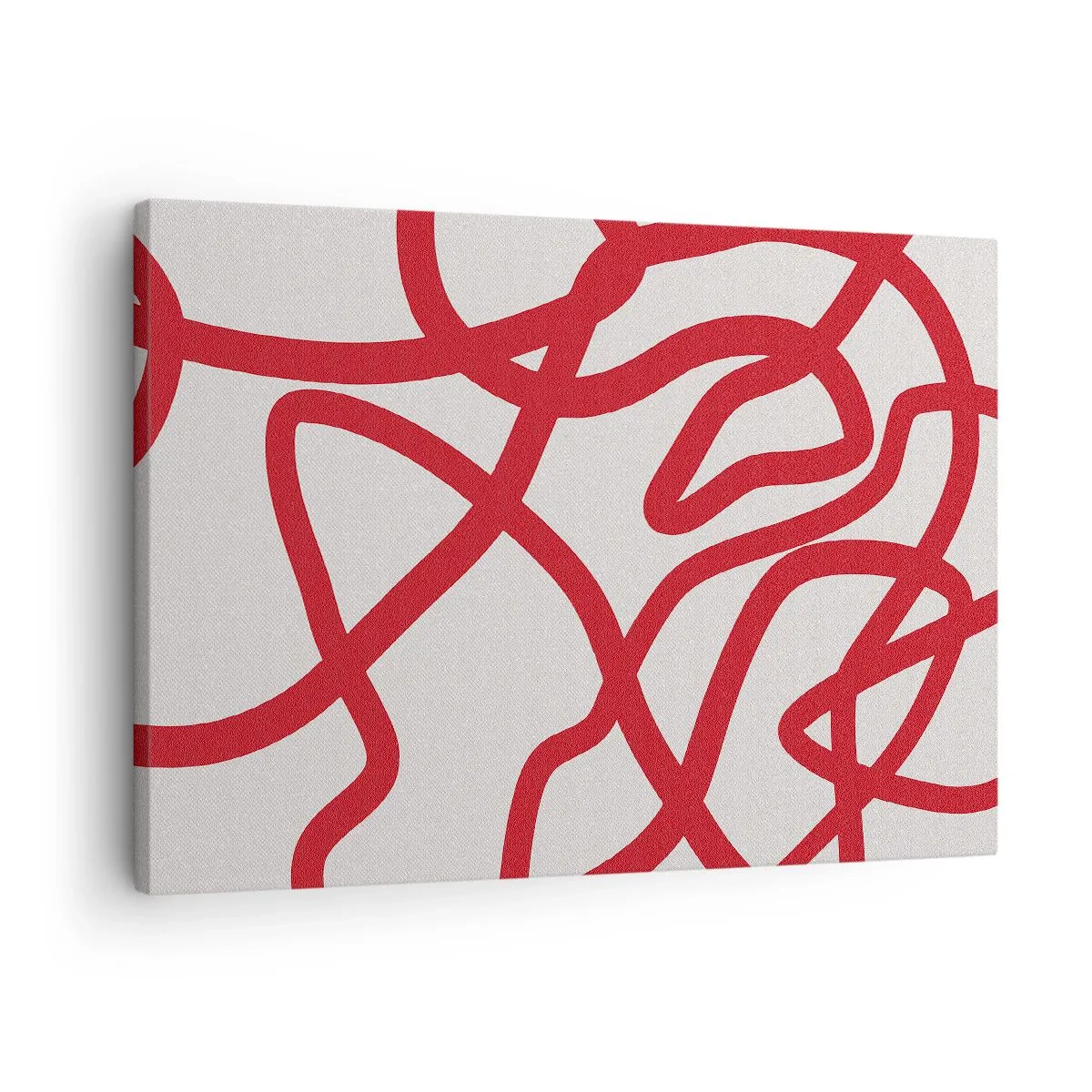 Quadro su tela - Stampe su Tela - Linee astratte rosse su sfondo bianco - 70x50cm - Rosso su bianco - Decorazione murale moderna per soggiorno e camera da letto ARTTOR