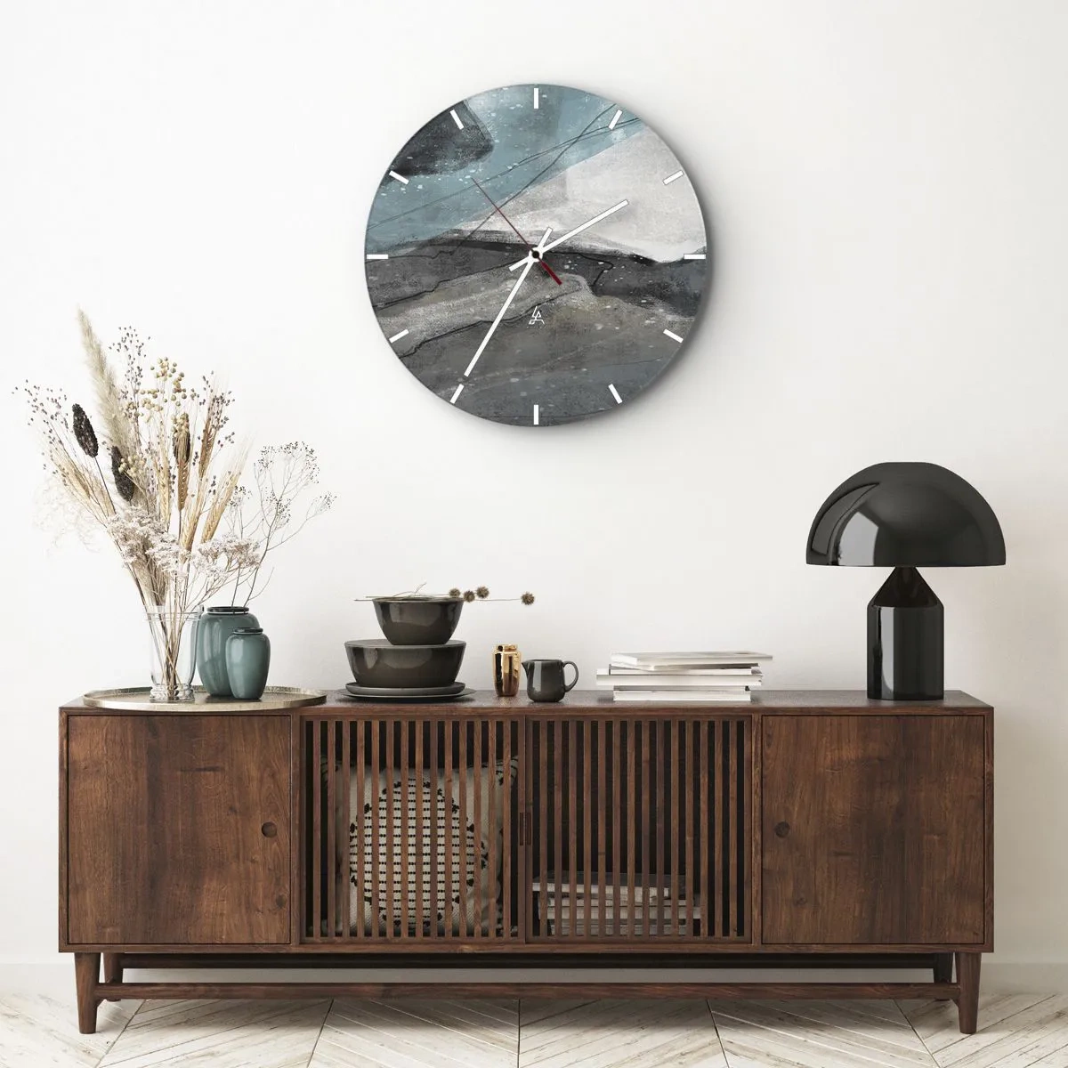 Orologio da parete - Orologio in Vetro - Una composizione astratta che ricorda un ghiacciaio e delle rocce. - 30x30cm - Astrazione: rocce e ghiaccio - Decorazione murale moderna per soggiorno, cucina e camera da letto ARTTOR