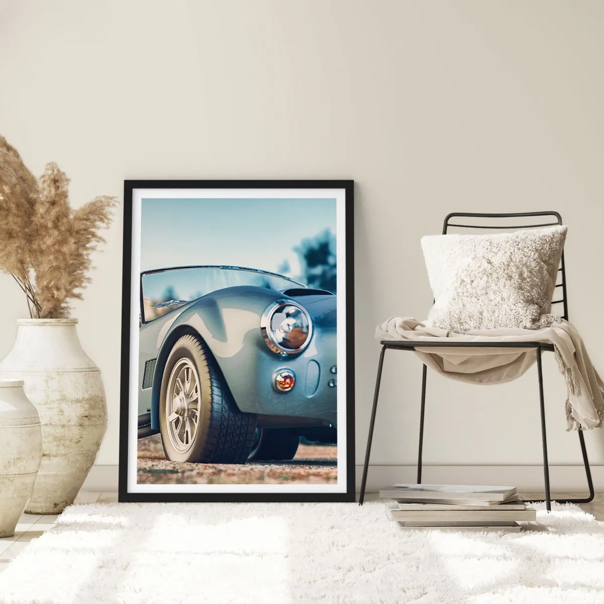 Poster in cornice nera - Un'auto retrò classica su uno sfondo sfocato - 50x70cm - Perché lo stile è importante - Decorazione murale moderna per soggiorno e camera da letto ARTTOR