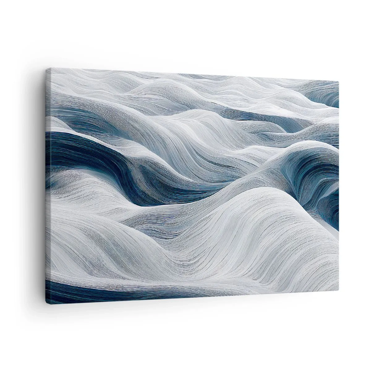 Quadro su tela - Stampe su Tela - Linee ondulate nei toni del blu e del bianco - 70x50cm - Onde bianche e blu - Decorazione murale moderna per soggiorno e camera da letto ARTTOR