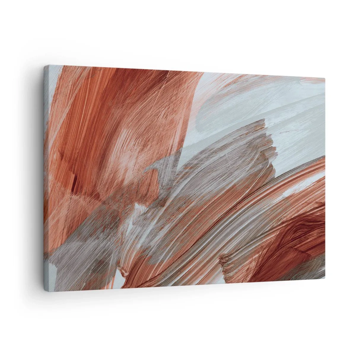 Quadro su tela - Stampe su Tela - Pennellate astratte nei toni del rame e del grigio - 70x50cm - Astrazione autunnale e ventosa - Decorazione murale moderna per soggiorno e camera da letto ARTTOR