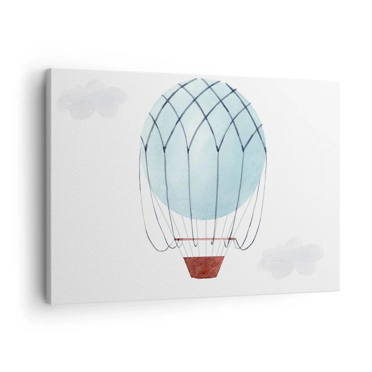 Quadro su tela - Stampe su Tela - Un palloncino dipinto a mano su uno sfondo di nuvole delicate. - 70x50cm - In mezzo alle nuvole - Decorazione murale moderna per soggiorno e camera da letto ARTTOR