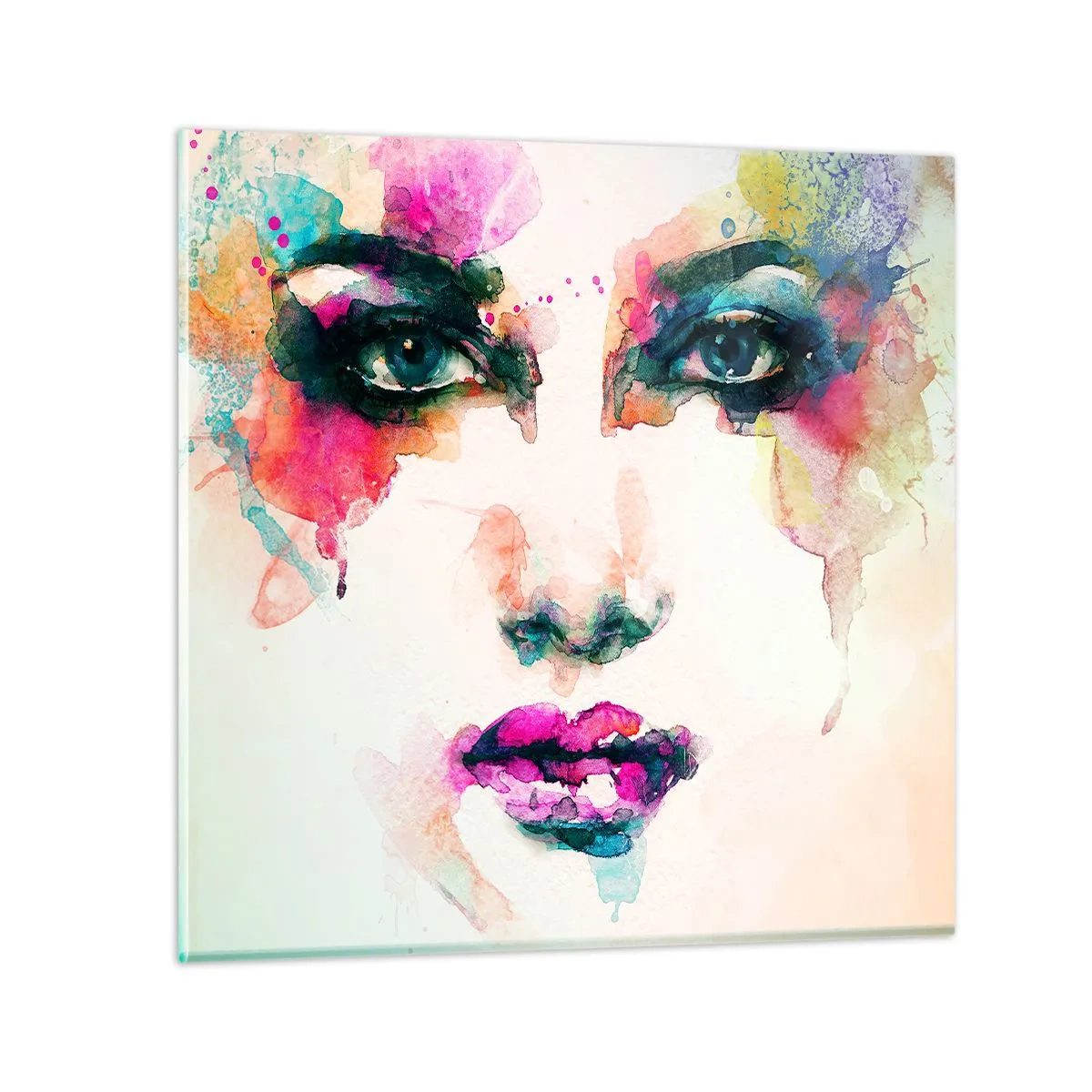 Quadro su vetro - Un ritratto dipinto dall'arcobaleno - 30x30 cm