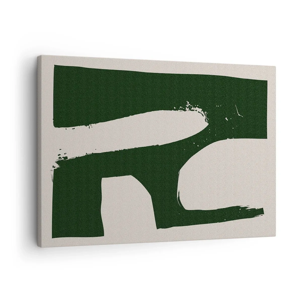 Quadro su tela - Stampe su Tela - Astratto minimalista in verde su sfondo chiaro - 70x50cm - Golfi di bianco - Decorazione murale moderna per soggiorno e camera da letto ARTTOR