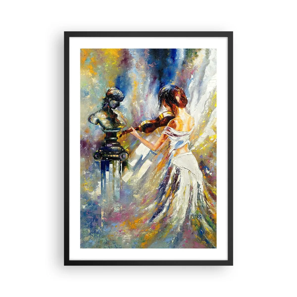 Poster in cornice nera - Scena astratta di una donna che suona il violino - 50x70cm - Ravvivare con il sentimento - Decorazione murale moderna per soggiorno e camera da letto ARTTOR