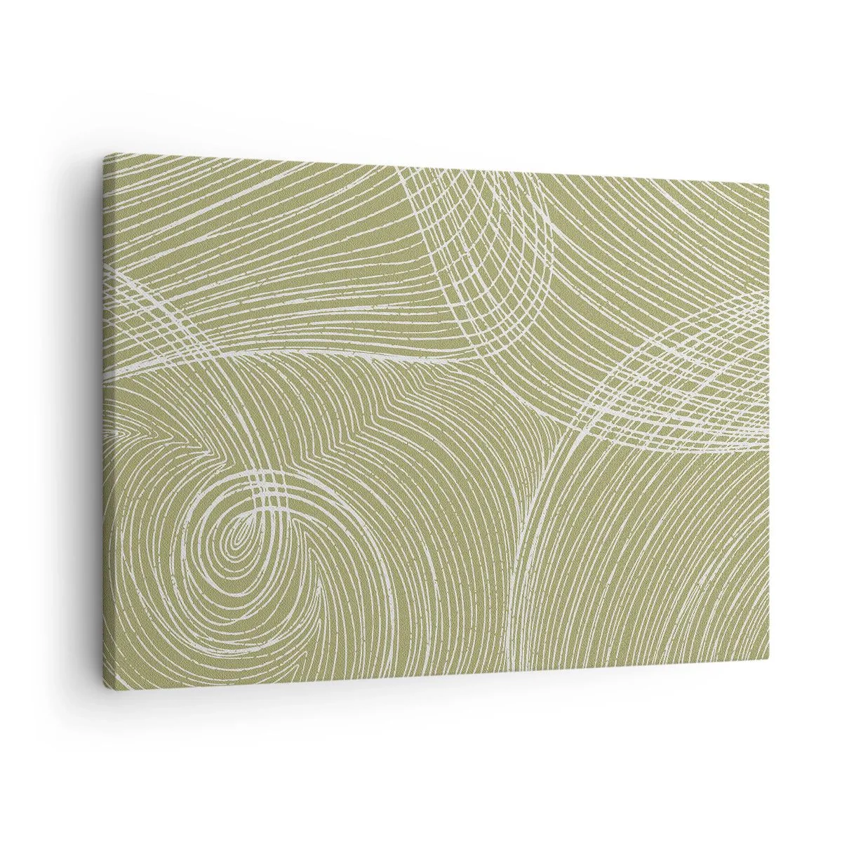 Quadro su tela - Stampe su Tela - Linee verdi e bianche in una composizione astratta - 70x50cm - Astrazione intricata in bianco - Decorazione murale moderna per soggiorno e camera da letto ARTTOR
