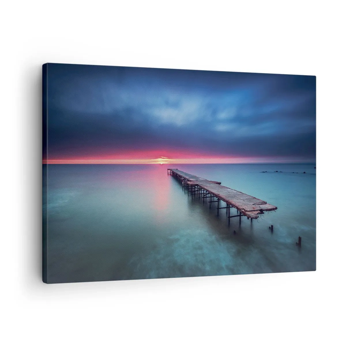 Quadro su tela - Stampe su Tela - Un molo di legno che conduce direttamente al mare al tramonto - 70x50cm - Tra il cielo e la terra - Decorazione murale moderna per soggiorno e camera da letto ARTTOR