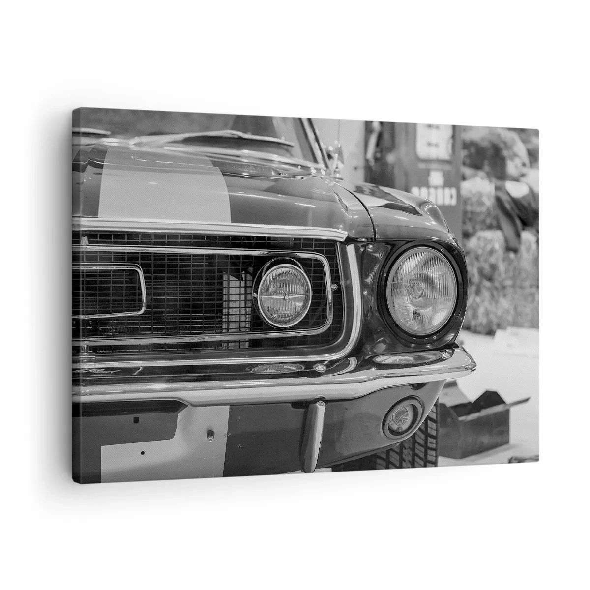 Quadro su tela - Stampe su Tela - Cofano di un'auto classica in bianco e nero - 70x50cm - A rotta di collo - Decorazione murale moderna per soggiorno e camera da letto ARTTOR