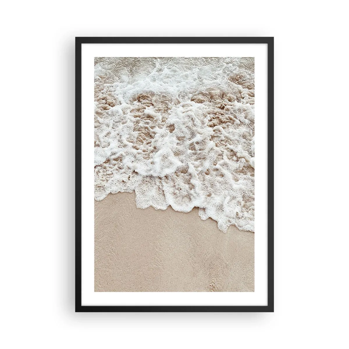 Poster in cornice nera - Dolci onde che si infrangono sulla sabbia della spiaggia - 50x70cm - Torno subito - Decorazione murale moderna per soggiorno e camera da letto ARTTOR