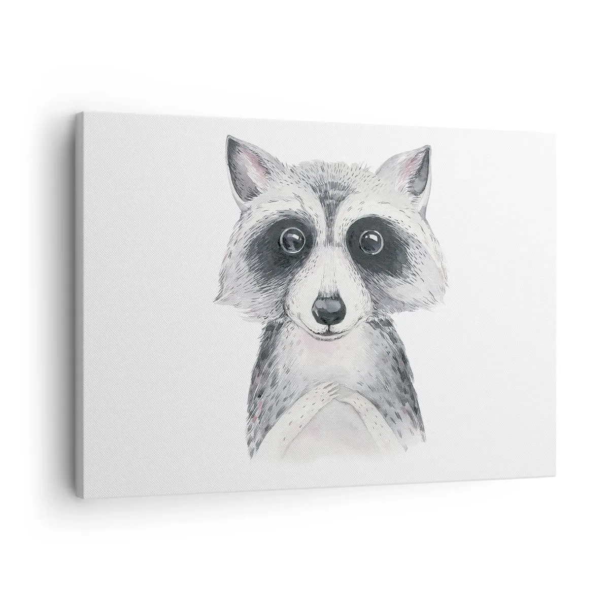 Quadro su tela - Stampe su Tela - Adorabile ritratto di un procione su sfondo bianco - 70x50cm - Un attimo di commozione - Decorazione murale moderna per soggiorno e camera da letto ARTTOR