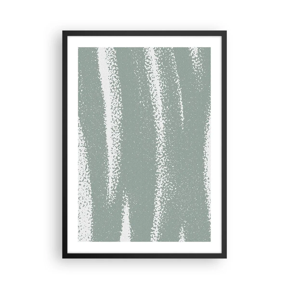 Poster in cornice nera - Una composizione minimalista nei toni del verde e del bianco - 50x70cm - Astrazione in clima invernale - Decorazione murale moderna per soggiorno e camera da letto ARTTOR