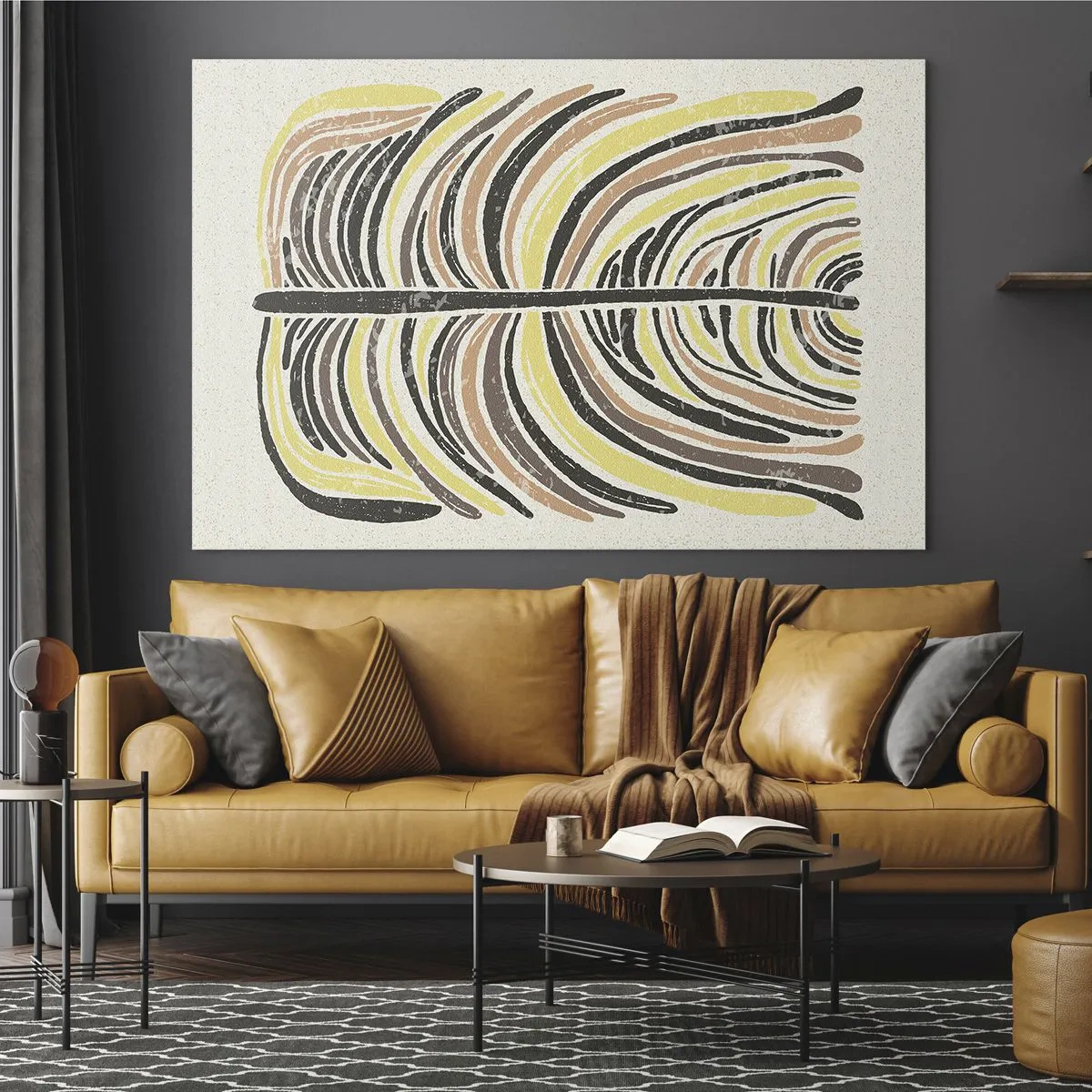 Quadro su vetro - Astrazione organica nei toni caldi della terra su uno sfondo chiaro - 70x50cm - Astrazione piena di vita - Decorazione murale moderna per soggiorno e camera da letto ARTTOR