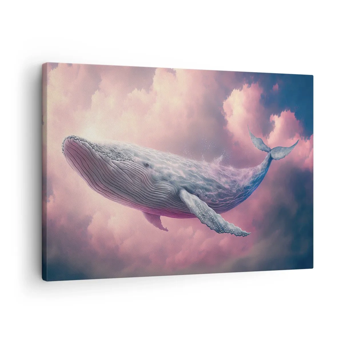 Quadro su tela - Stampe su Tela - Una balena che galleggia tra le nuvole al tramonto - 70x50cm - Strofinati gli occhi - Decorazione murale moderna per soggiorno e camera da letto ARTTOR