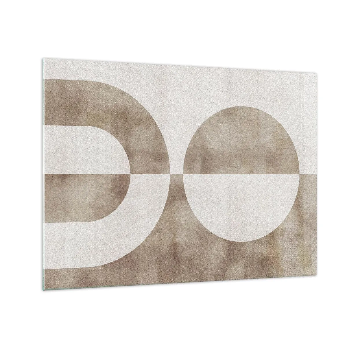 Quadro su vetro - Geometria beige con un semicerchio e un cerchio su uno sfondo orizzontale - 70x50cm - Analogie e differenze - Decorazione murale moderna per soggiorno e camera da letto ARTTOR