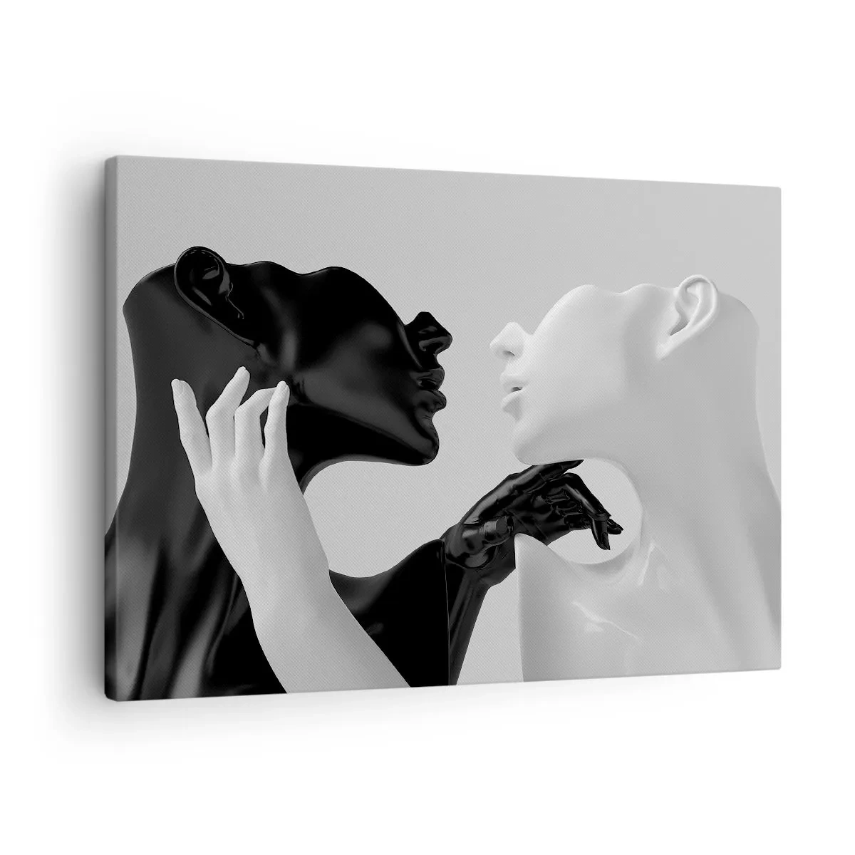 Quadro su tela - Stampe su Tela - Silhouette in bianco e nero in primo piano dinamico - 70x50cm - Desiderio - attrazione - Decorazione murale moderna per soggiorno e camera da letto ARTTOR
