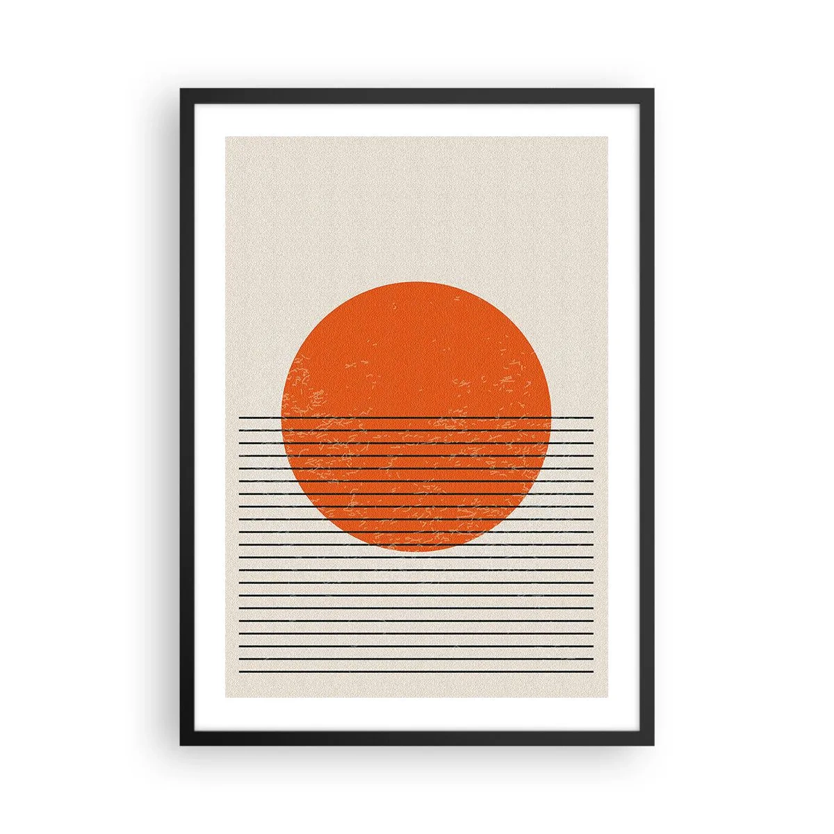 Poster in cornice nera - Un tramonto minimalista in forma geometrica - 50x70cm - Sempre il sole - Decorazione murale moderna per soggiorno e camera da letto ARTTOR
