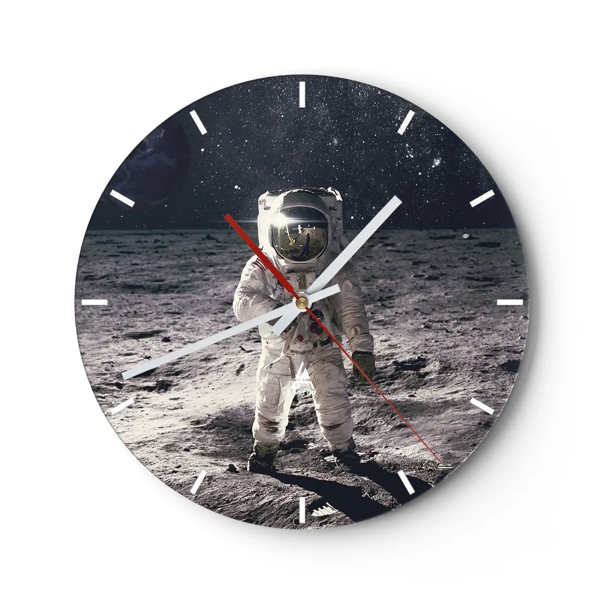 Orologio da parete - Orologio in Vetro - Astronauta sulla superficie lunare - 30x30cm - Saluti dalla luna - Decorazione murale moderna per soggiorno, cucina e camera da letto ARTTOR